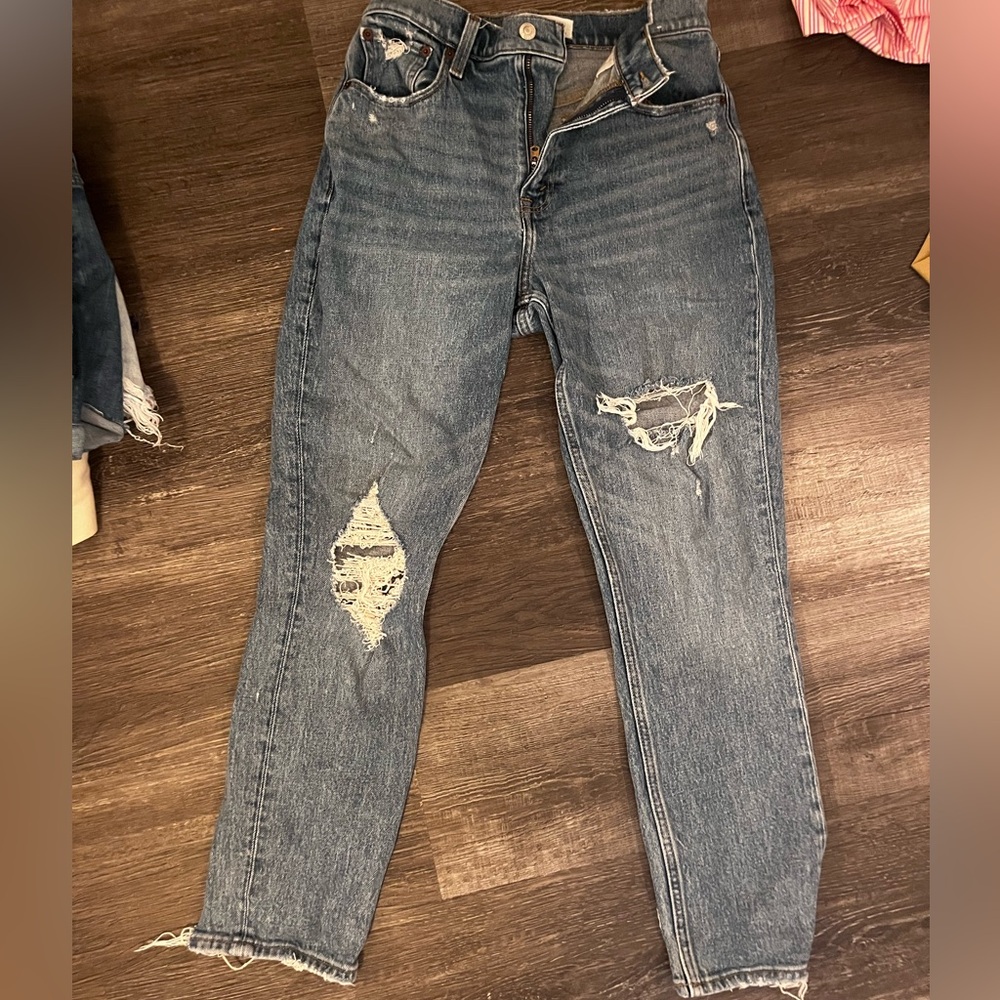 Distressed Blue Jeans